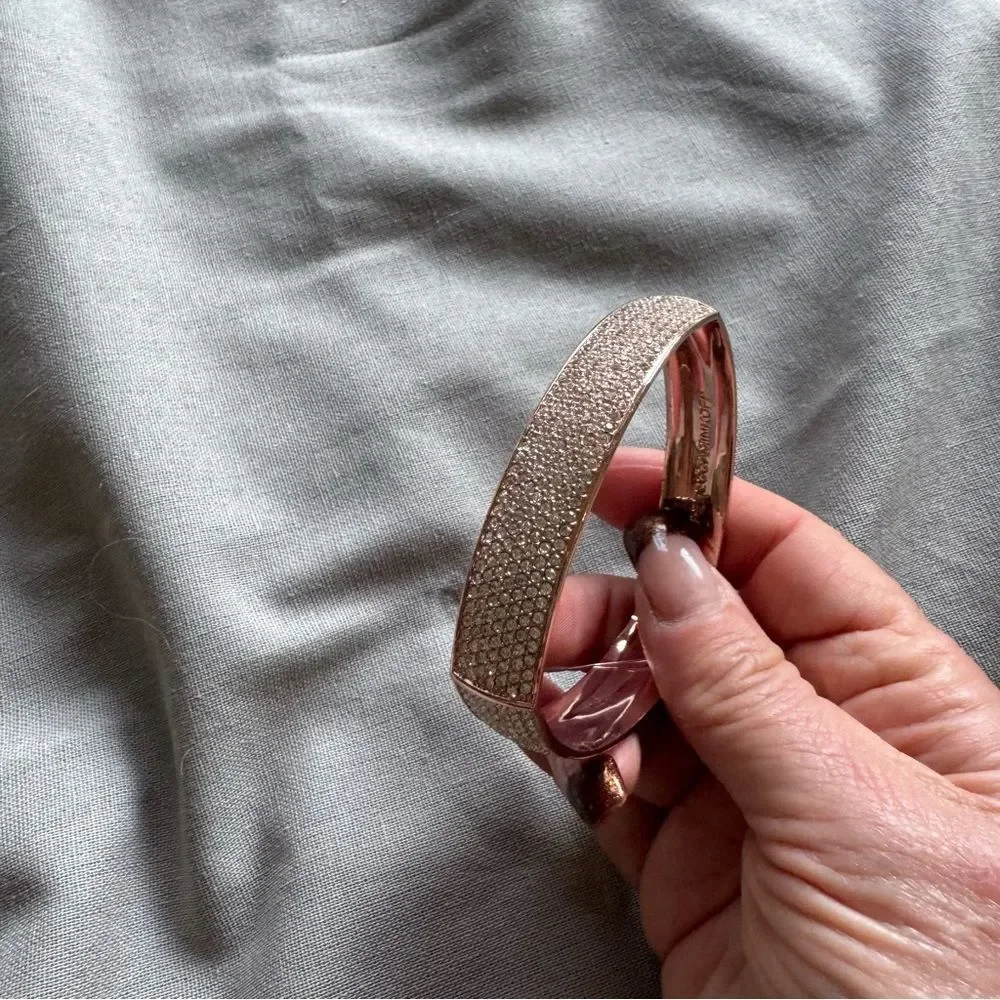 NEW Rebecca Minkoff Brass Tone Triangle Shape Crystal Rhinestone Bangle Bracelet